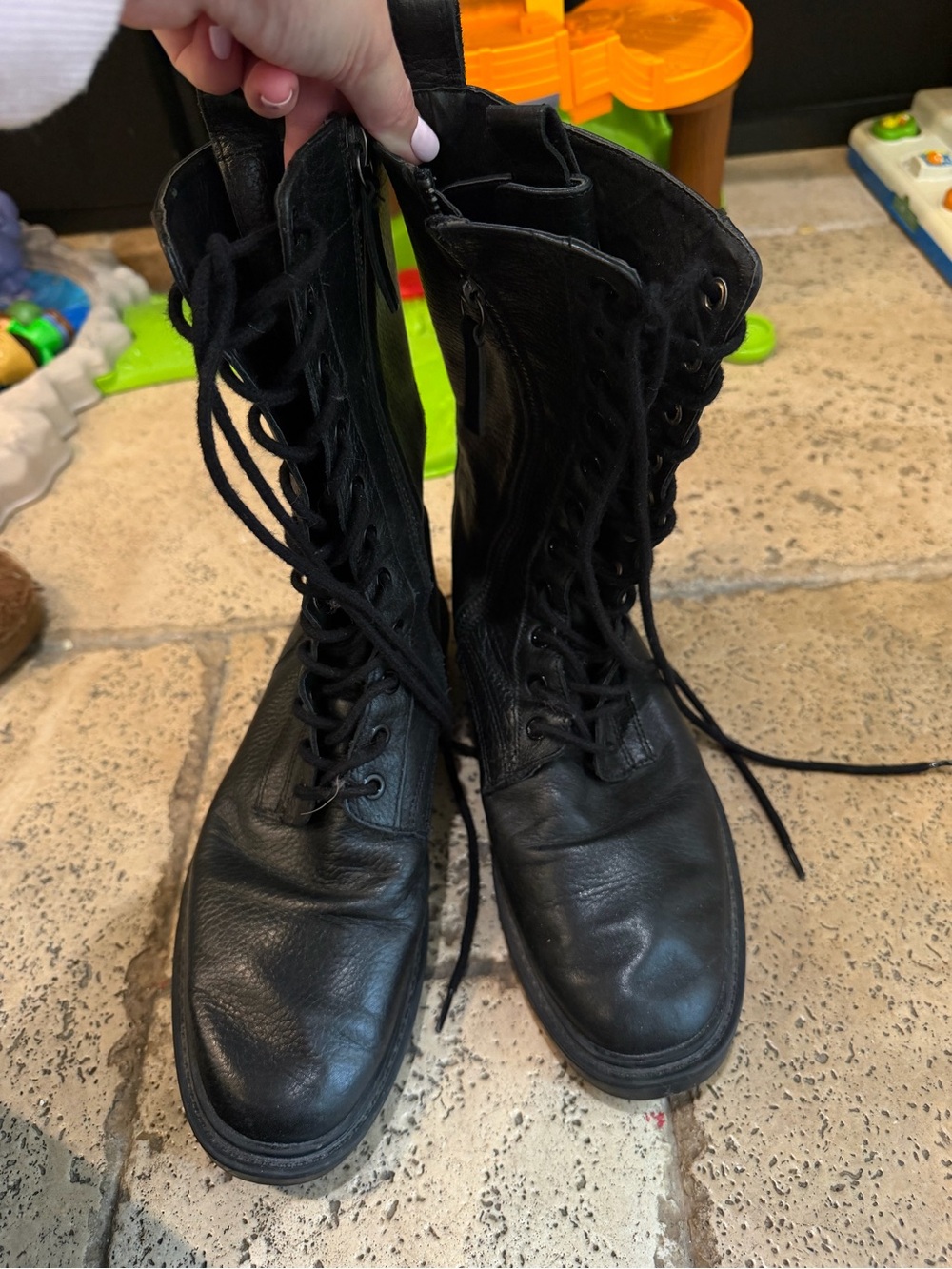 Zara Black Lace-Up Women's Combat Boots
